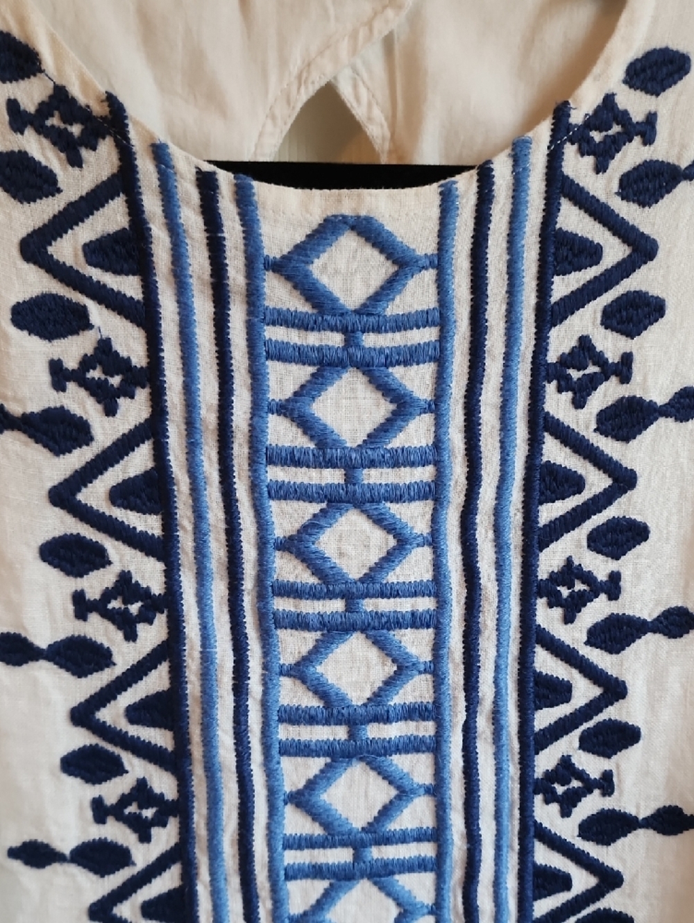 Tommy Bahama White Sleeveless Shift Dress with Blue Embroidered Panel Sz XL - Picture 5 of 10